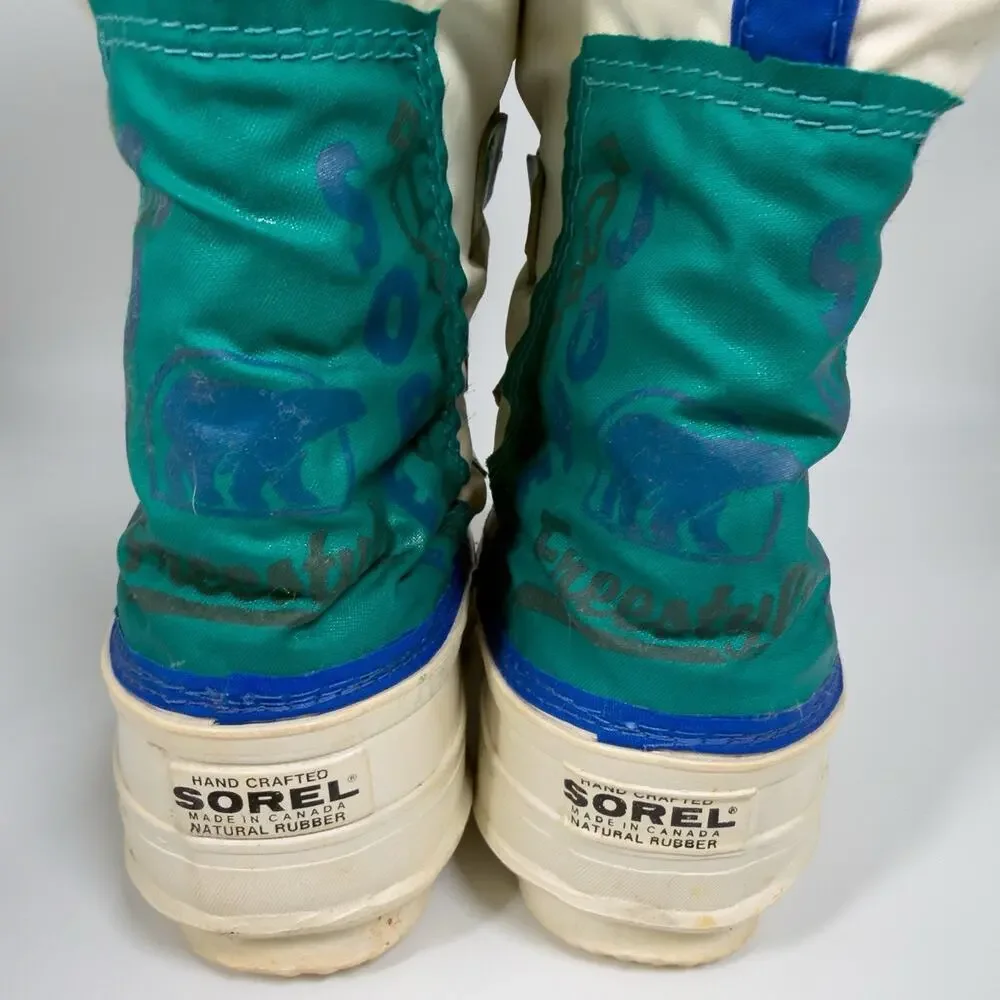 Sorel Boots Vintage Freestyle Snow Winter Green White Women’s Size 6